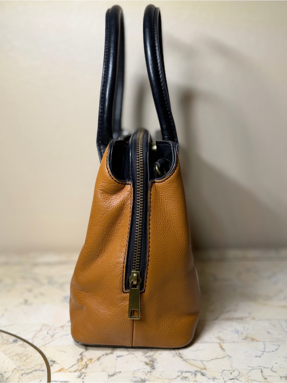Vintage Fossil Striped Leather Satchel - Picture 4 of 15